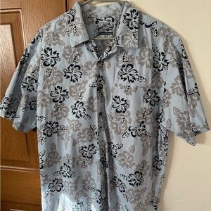 Men's Blue Hawaiian Floral Shirt L